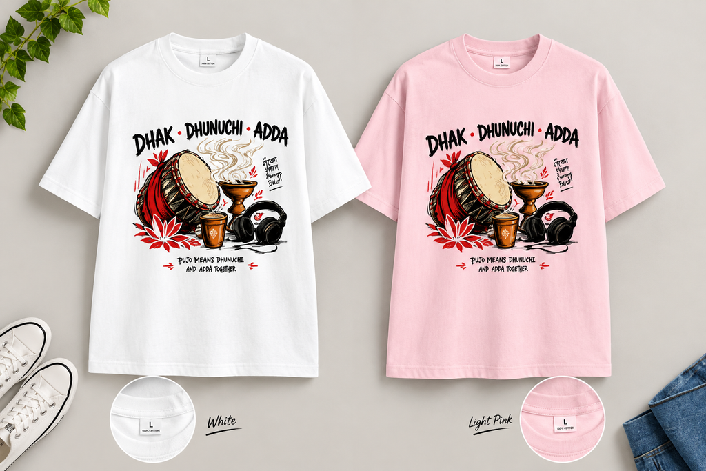 Pujo Adda Vibes – Dhak & Dhunuchi T-Shirt